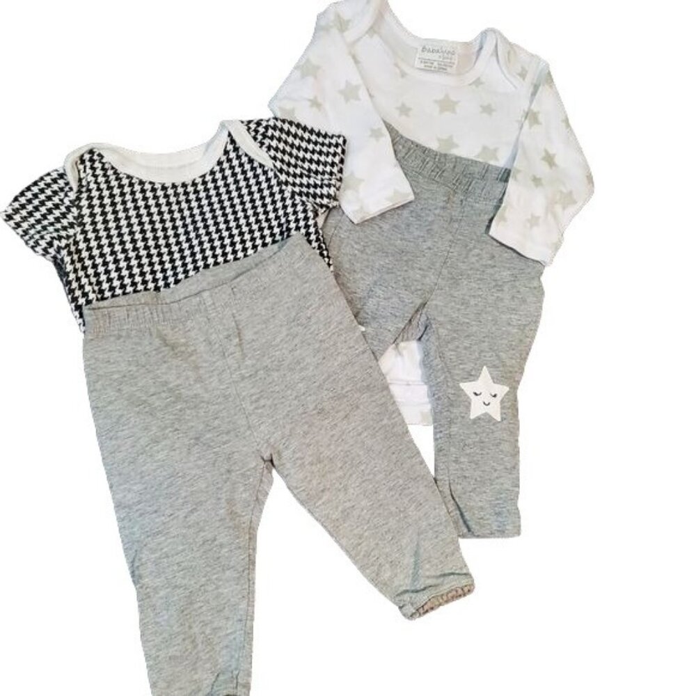 Bundle Two Bodysuits‎ Two Pants ( Gap Old Navy Babaluno Dapper Dude) 3-6 Months